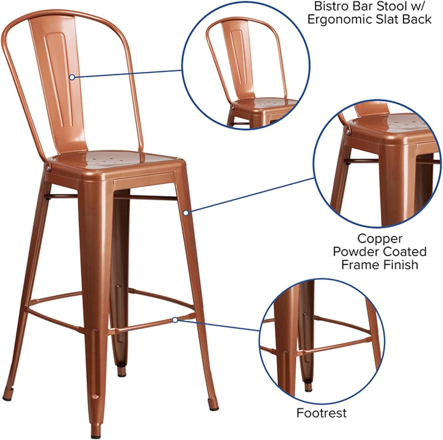 Flash Furniture Commercial Grade 30" High Metal Indoor-Outdoor Barstool with Back