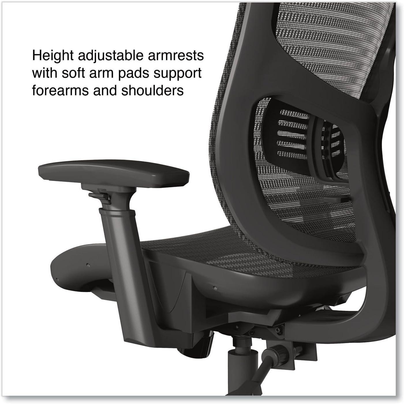 Alera Hollins Ergonomic Mesh Swivel Task Chair, Supports Up to 275 lb, 18.57 to 22.54 Seat Height, Black Seat/Back, Black Base