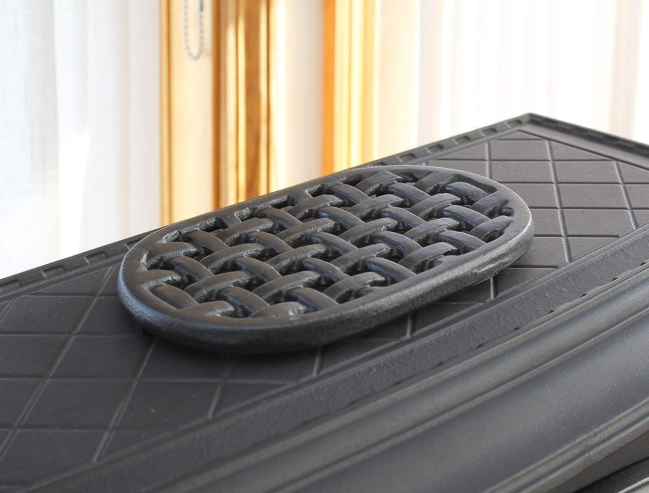 Cast Iron Oval Lattice Trivet,Black