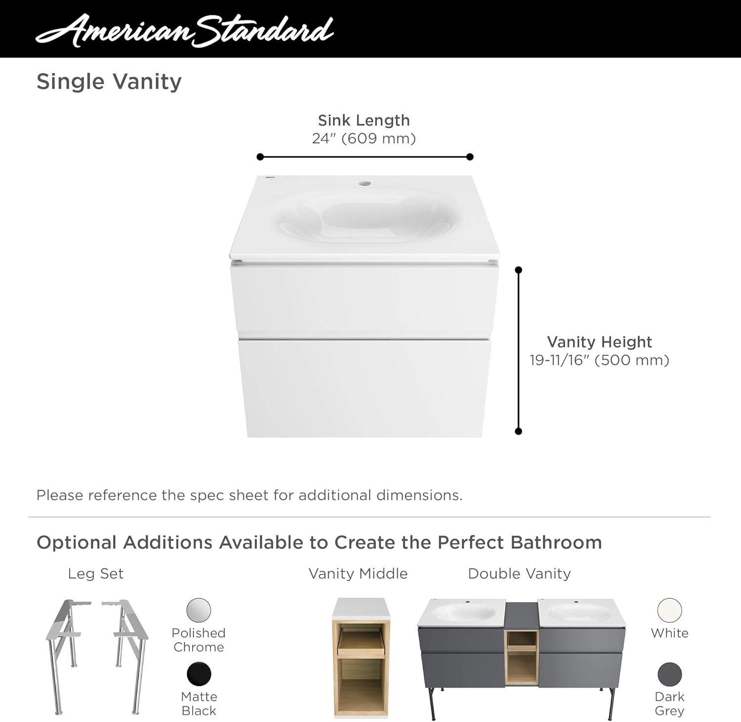 American Standard Studio S 20'' White Vitreous China Rectangular Bathroom Sink with Overflow