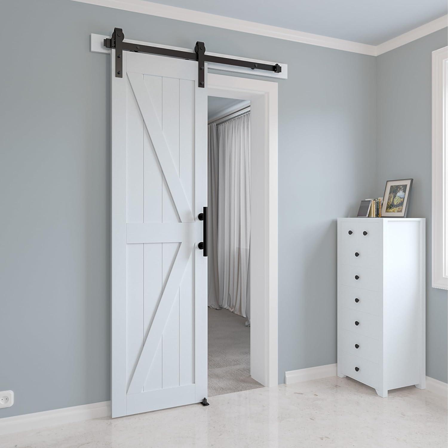 24'' x 84'' White Solid Wood K-Frame Barn Door Kit