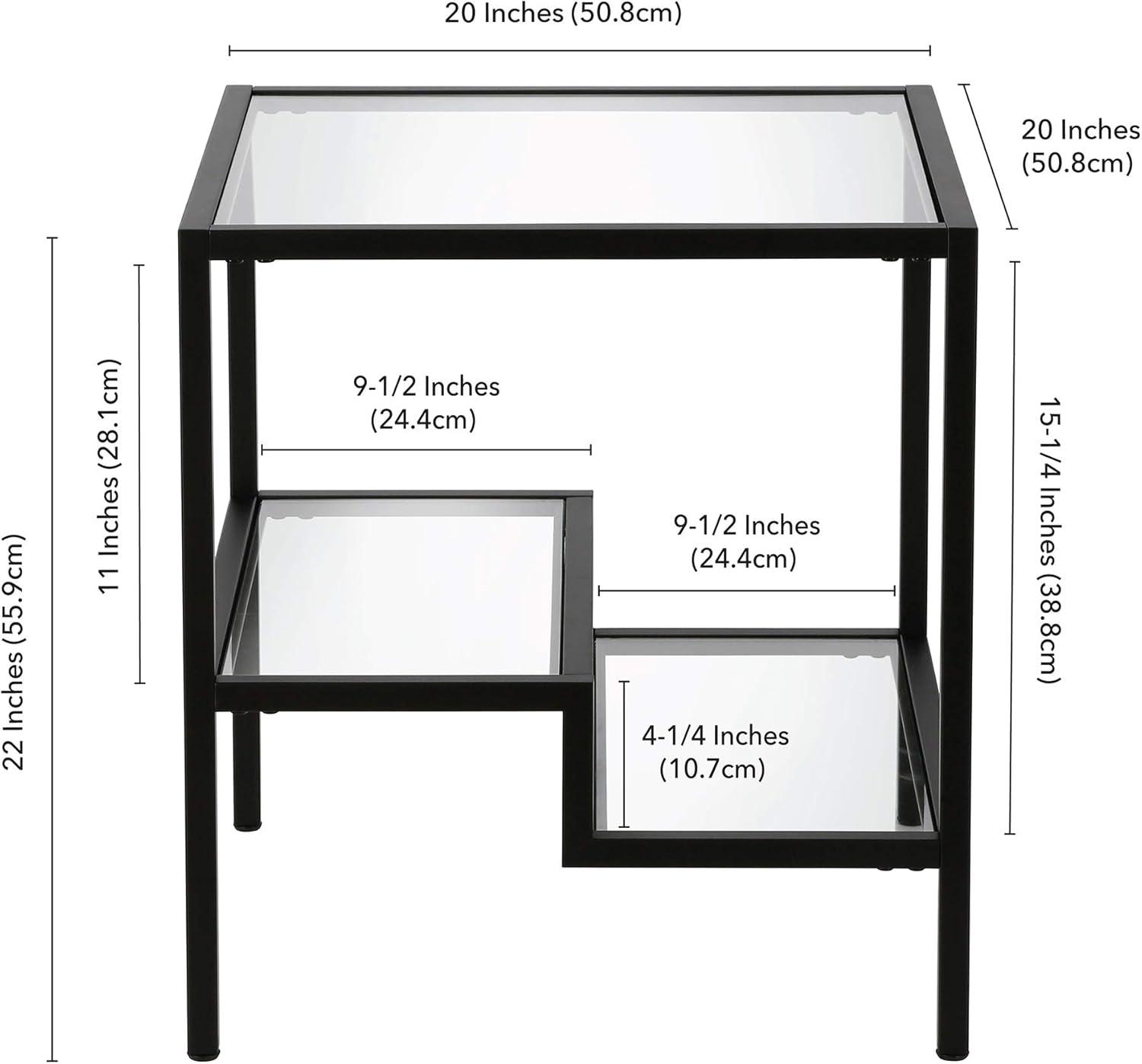 Contemporary Blackened Bronze 20" Square Glass Side Table