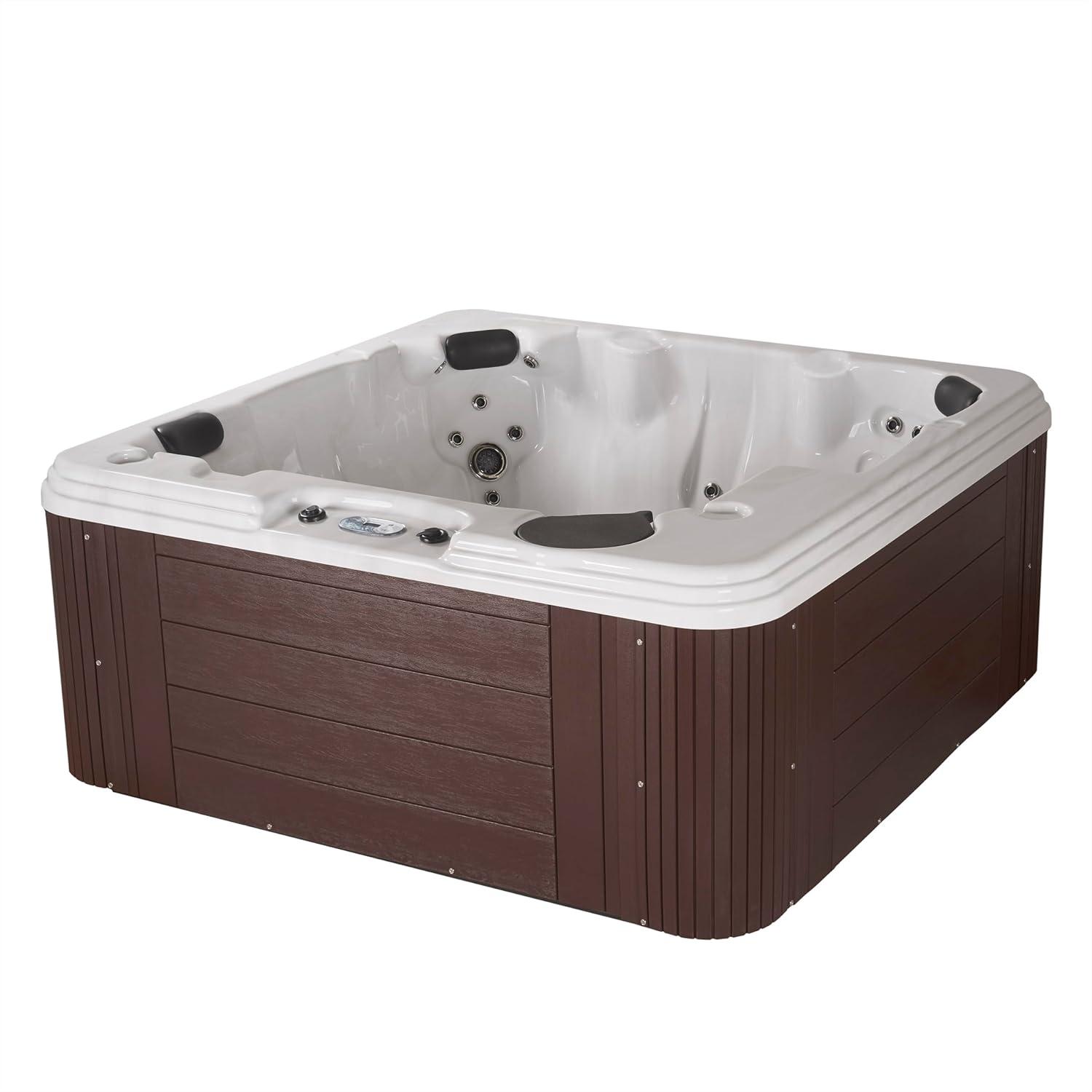 Aqualife® by Strong Spas® Annapolis™ 6-Person 50-Jet Lounger Hot Tub Spa with 2 Pumps, LED Lighting, Stainless Steel Heater and Ozonator, Insulated Cover Included