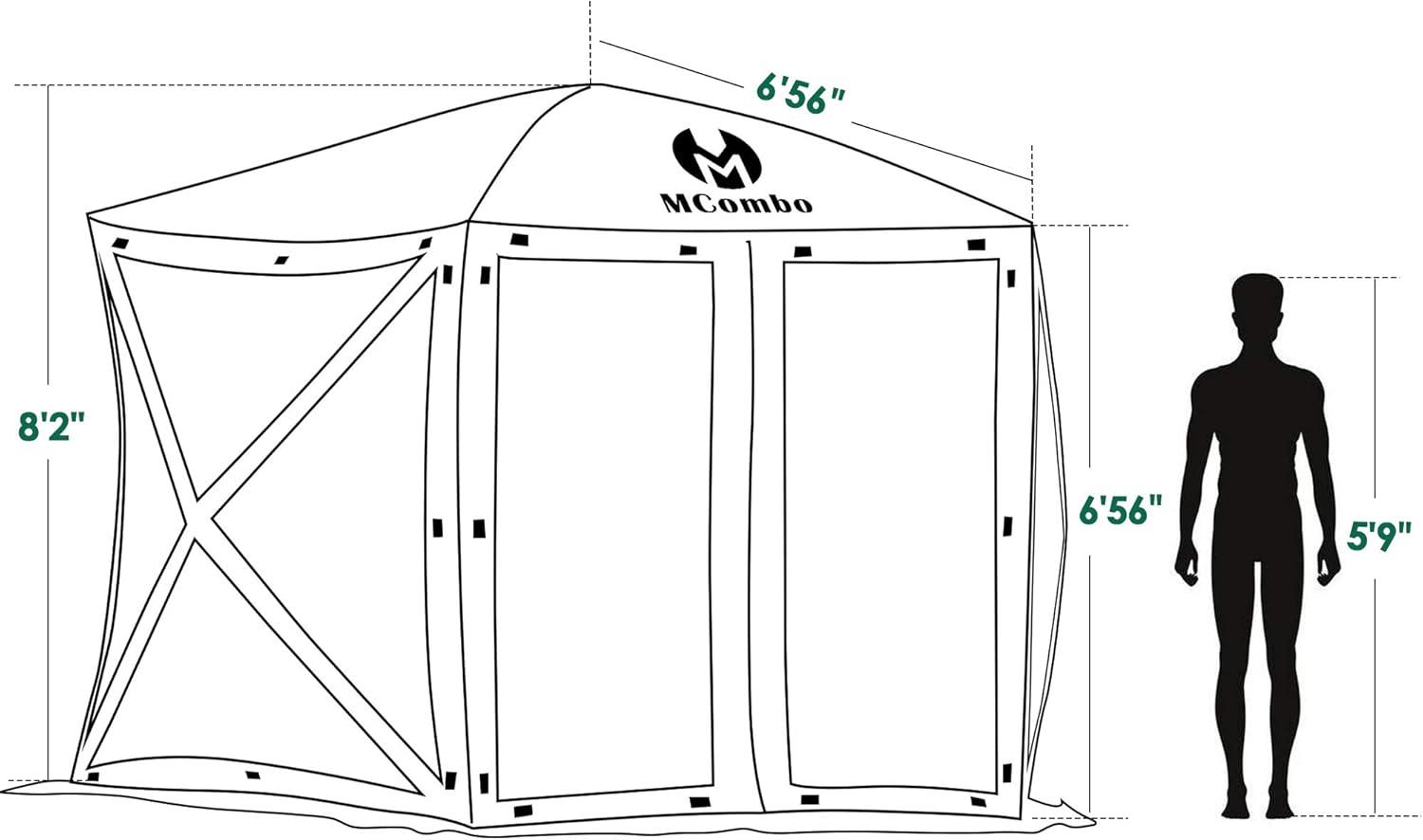 Gazebo Tent Pop-Up Portable 4/5/6-Sided Hub Durable Screen Tent Netted Gazebo Waterproof Pavilion