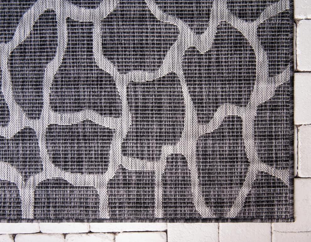 Unique Loom 6' 1 x 9' 0 Rectangle Indoor/Outdoor Safari Charcoal Gray Area Rug