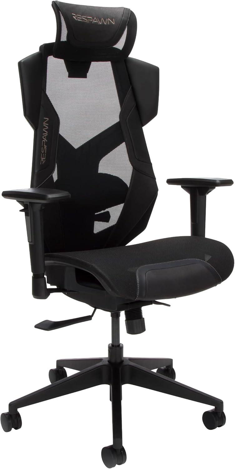 RESPAWN FLEXX Mesh Gaming Chair With Lumbar Support, Ergonomic Gaming Chair with Recline/Tilt Tension Controls, Adjustable Arms, 300lb Max Weight With Wheels for Computer/Desk/Office