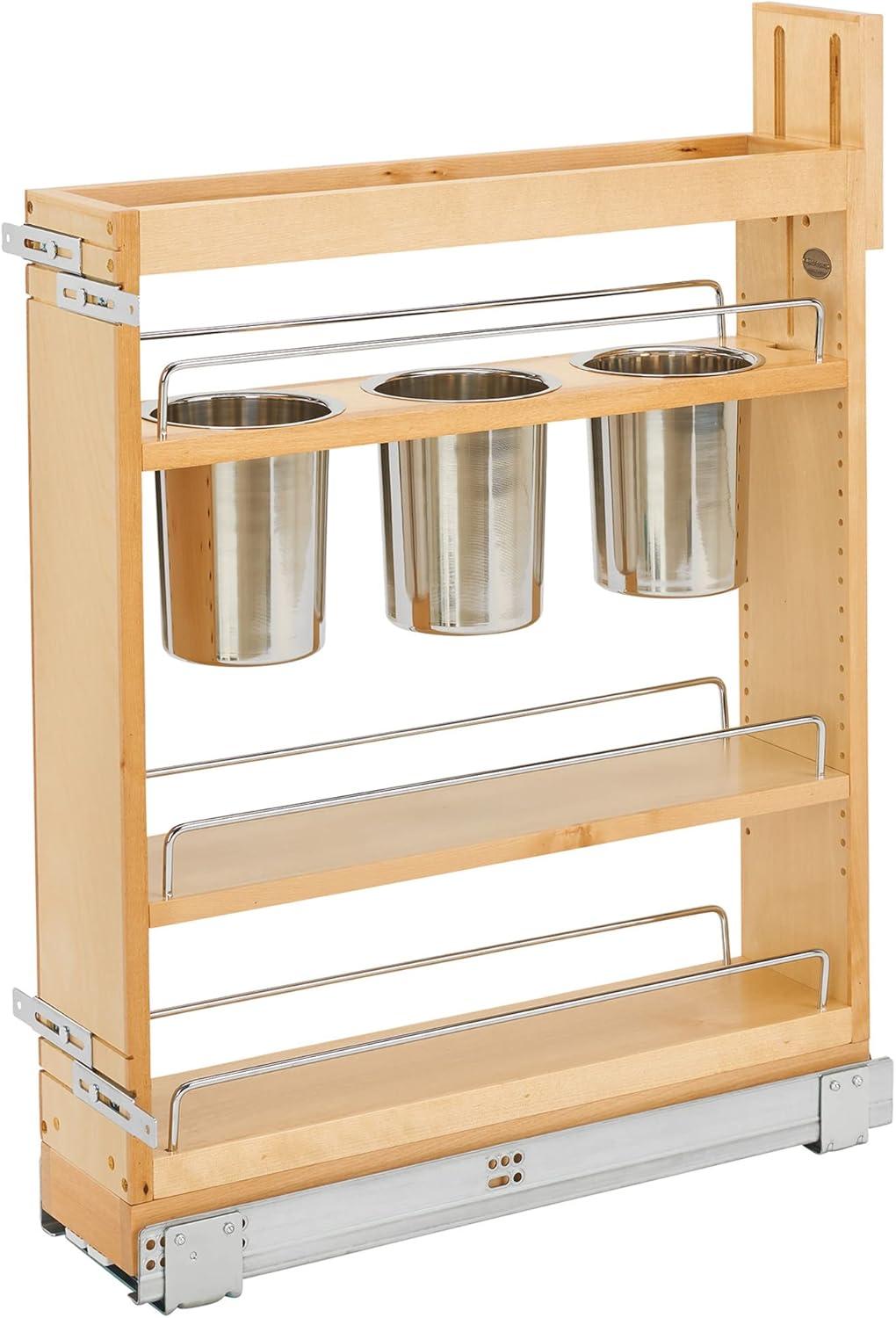 Rev-A-Shelf 448UT-BCSC 448UT Series Kitchen Utensil Pull Out Cabinet Organizer with Shelves and Soft-Close Slides for Kitchen Base Cabinets