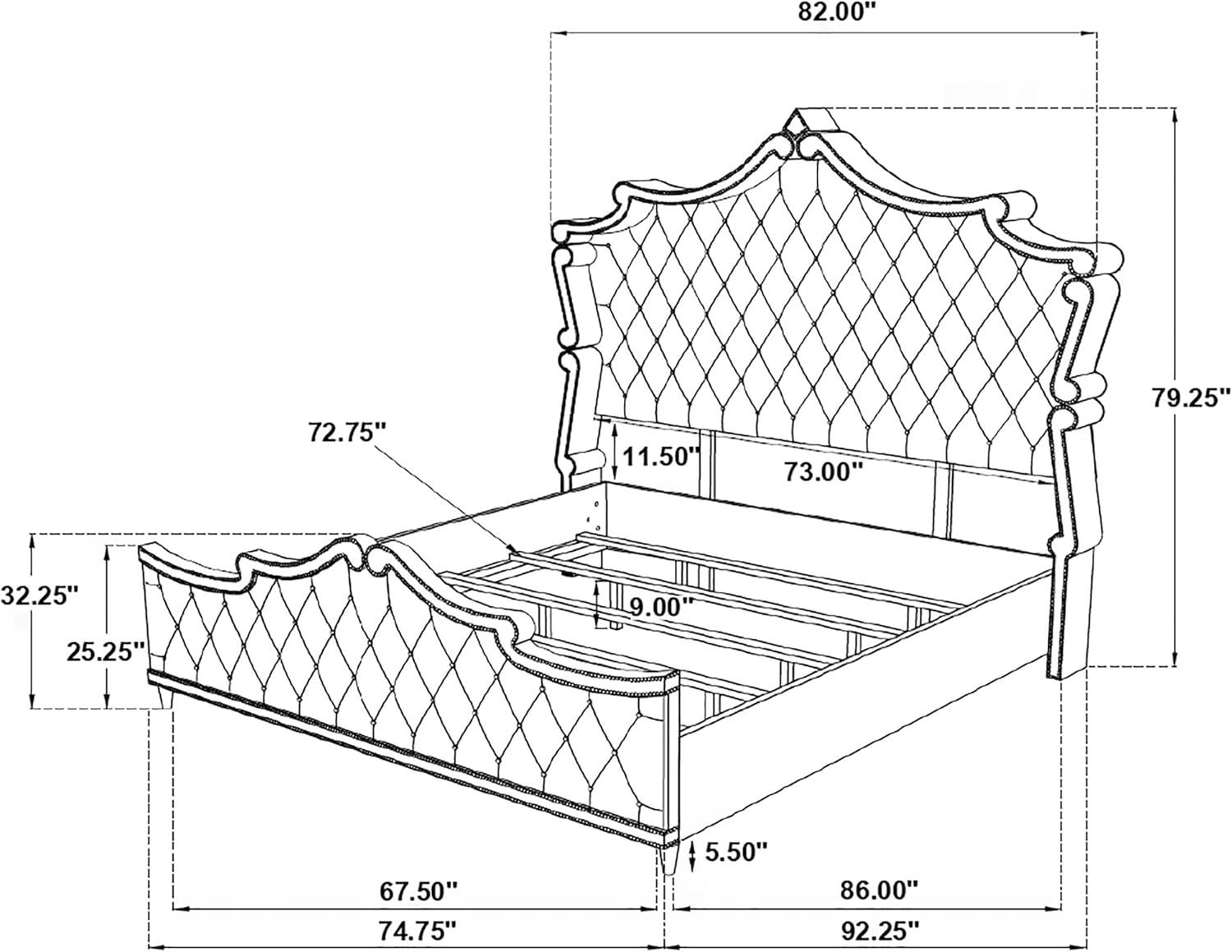 Antonella 4-Piece California King Upholstered Tufted Bedroom Set Ivory and Camel