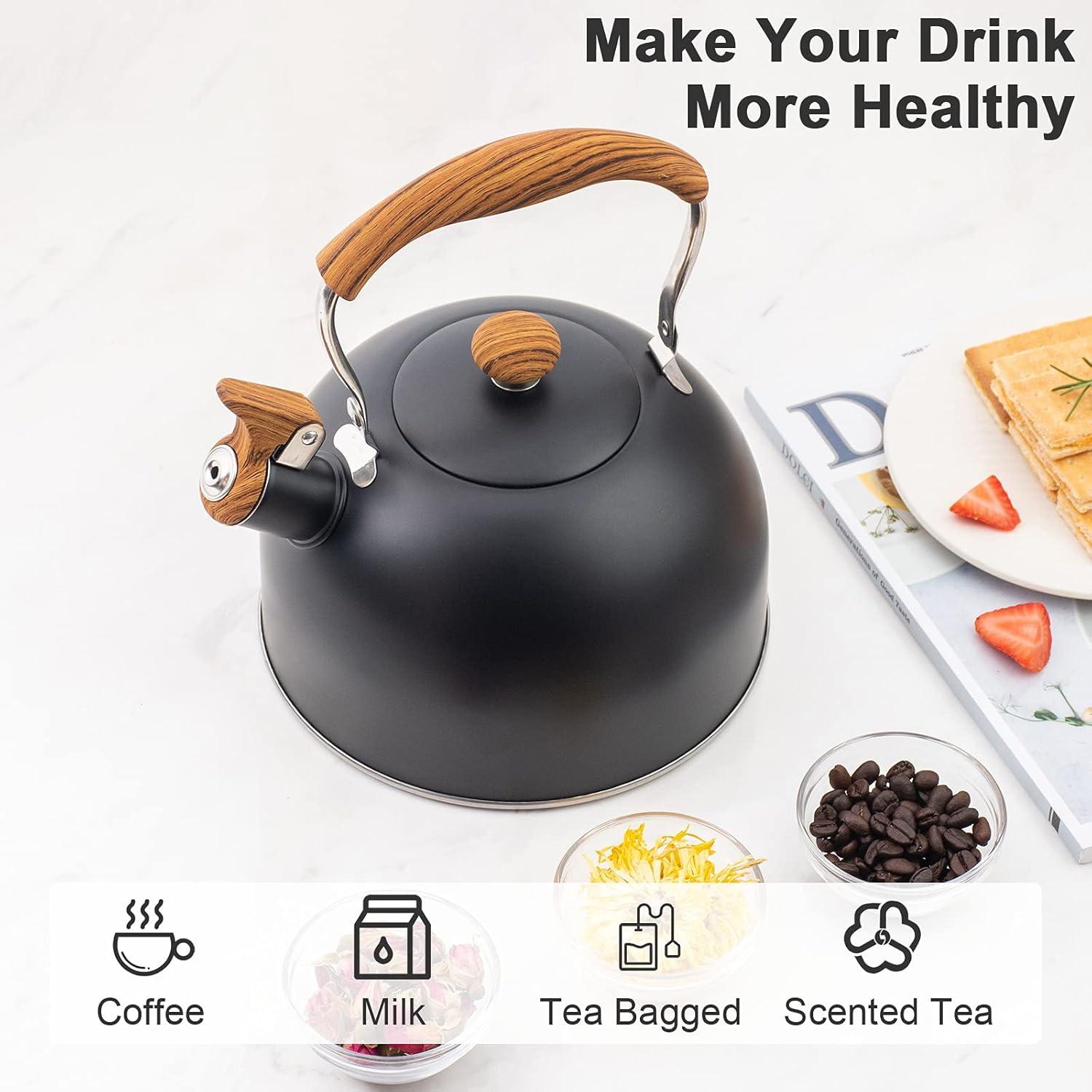 OULII Stove Top Whistling Tea Kettle Stainless Steel Teakettle Teapot with Handle for Home