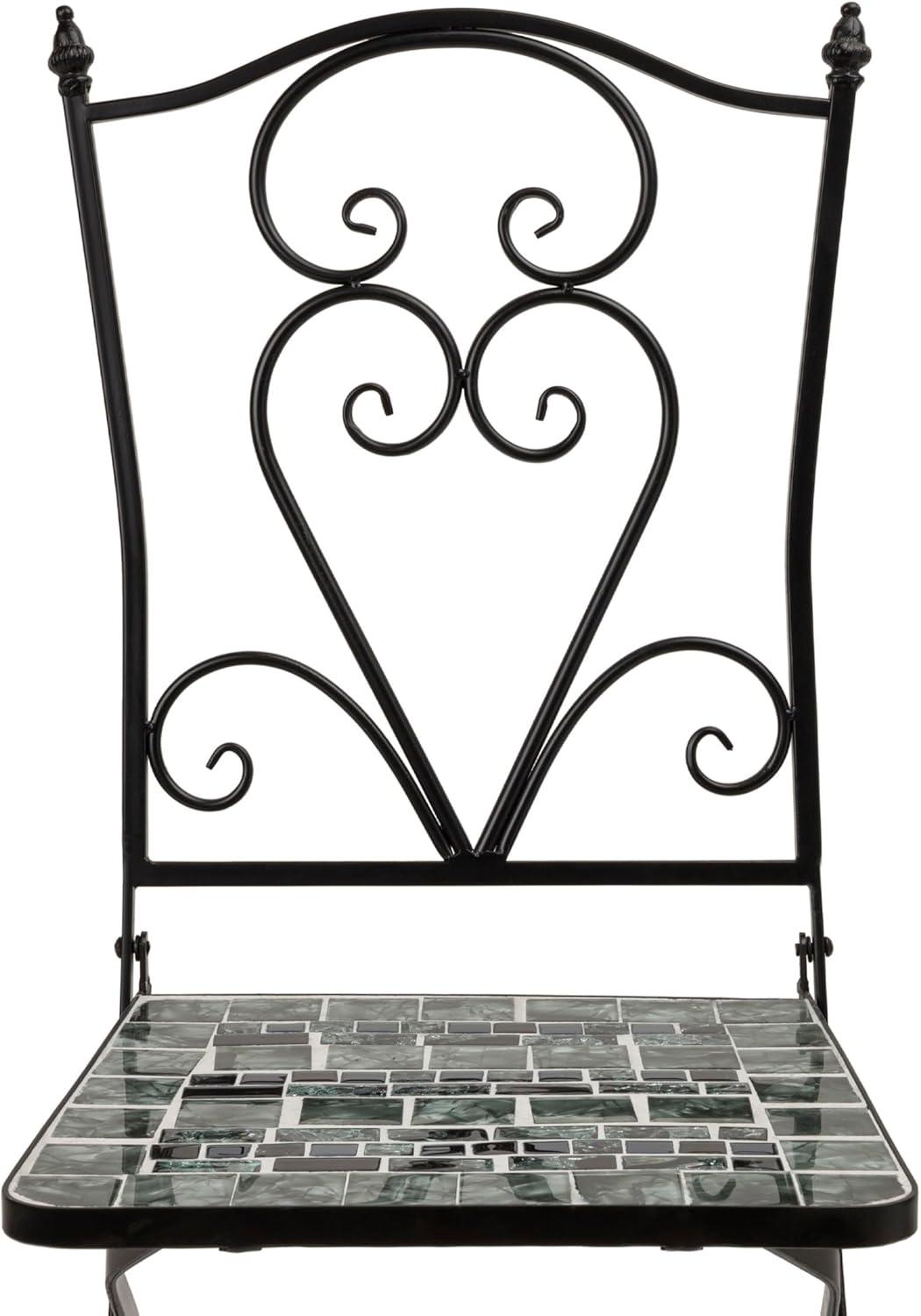 Alpine Corporation 3-Piece Metal Mosaic Tile Bistro Set, Green & Black