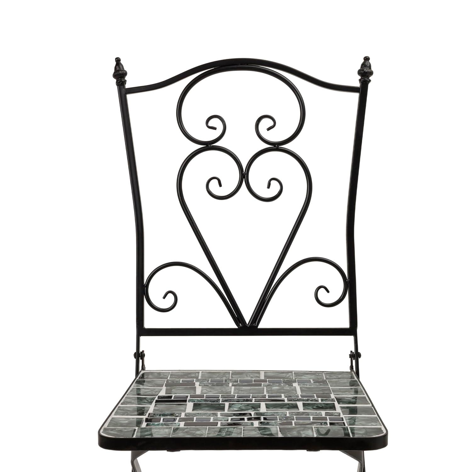 Alpine Corporation 3-Piece Metal Mosaic Tile Bistro Set, Green & Black