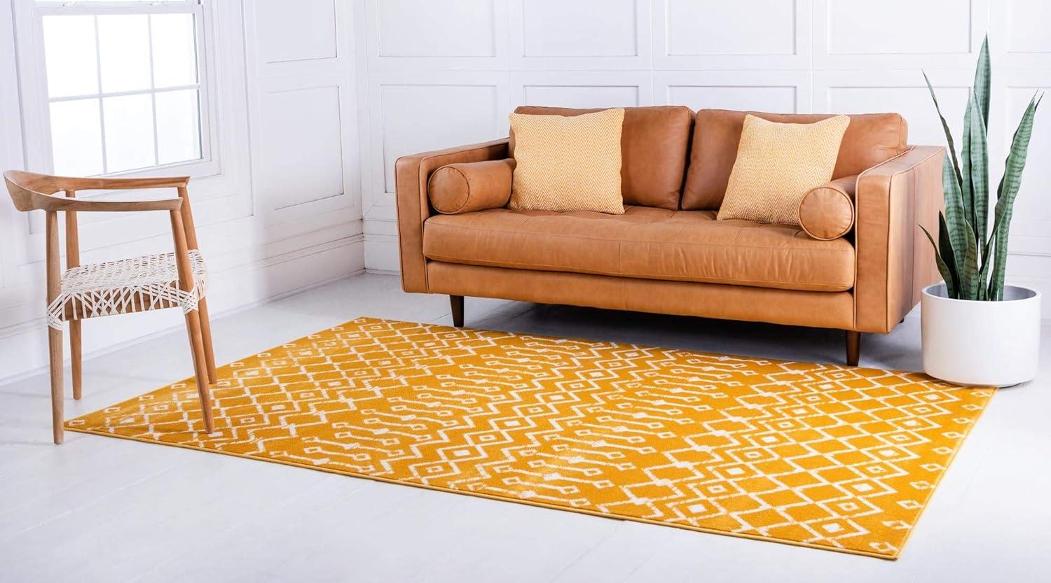 Unique Loom 2' 2 x 3' 1 Rectangle Moroccan Trellis Yellow Area Rug