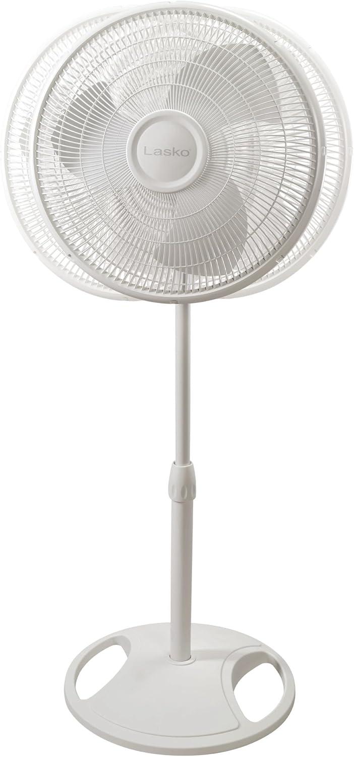 Lasko 2520 16 Inch 3-Speed Quiet Adjustable Tilting Wide-Area Oscillating Standing Pedestal Fan for Bedroom, Kitchen, Home, and Office, White