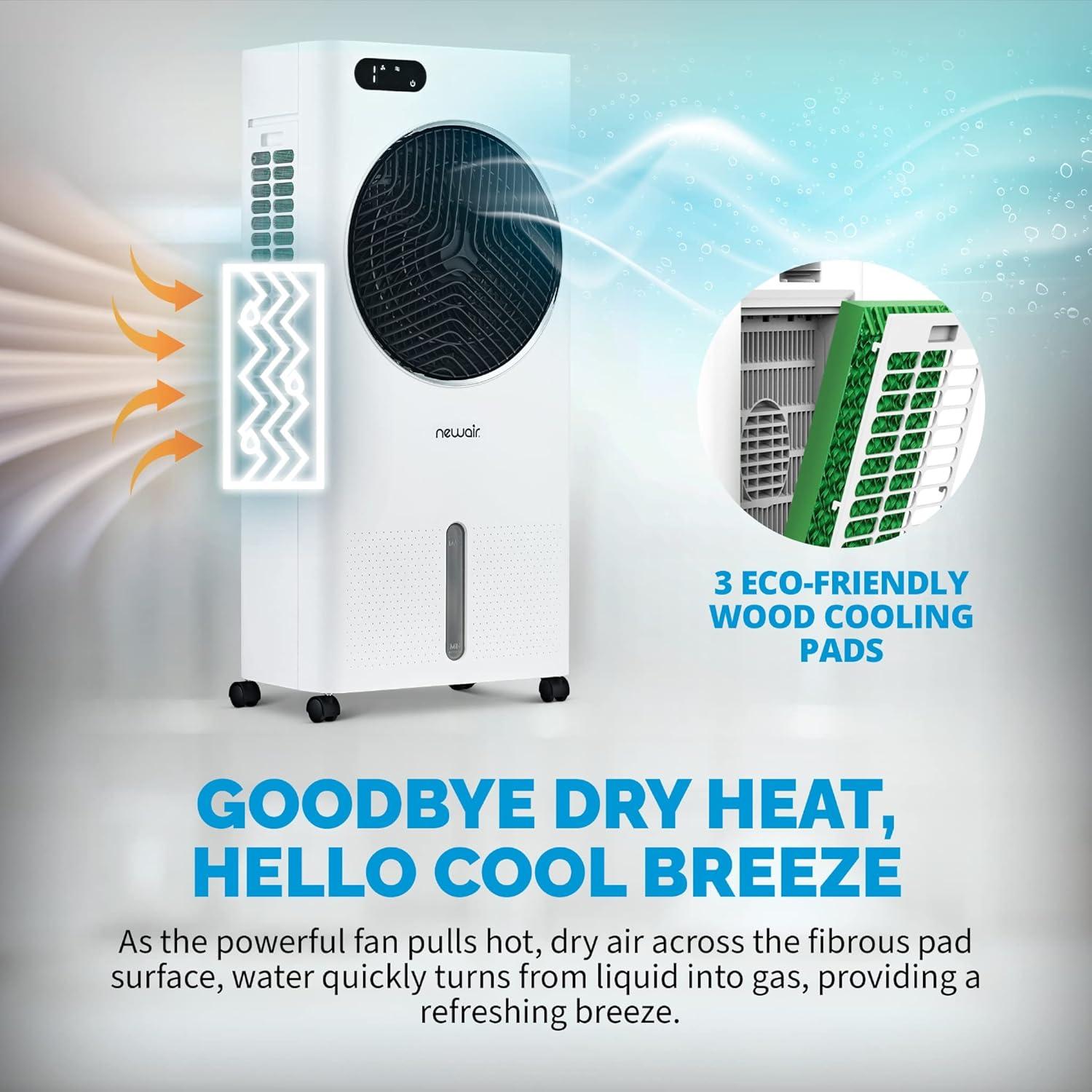 Newair Newair Evaporative Air Cooler and Portable Cooling Fan, 1600 CFM, Remote Control and Timer