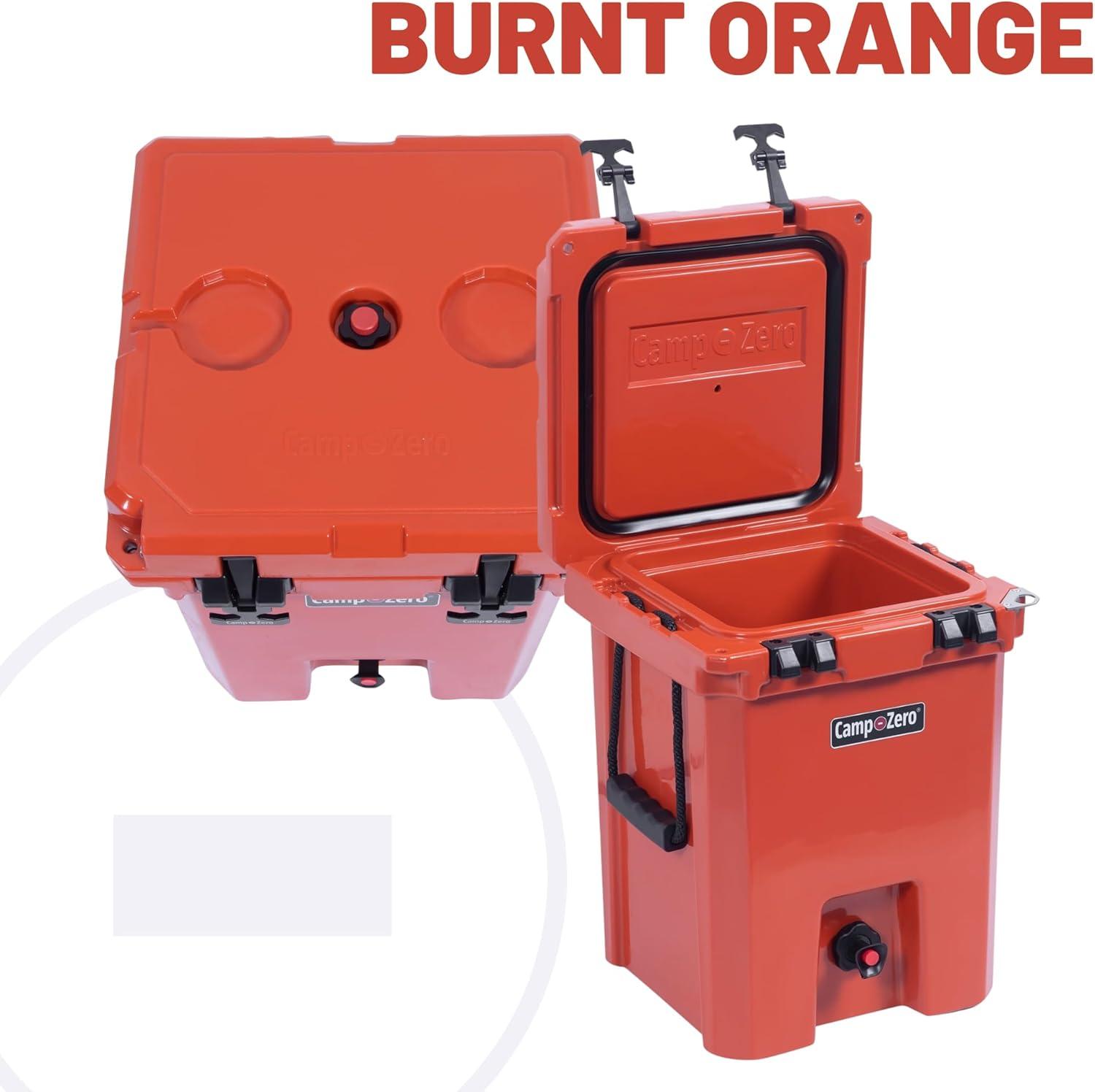 Camp-Zero 20L Orange Rotomolded Beverage Cooler with Spigot