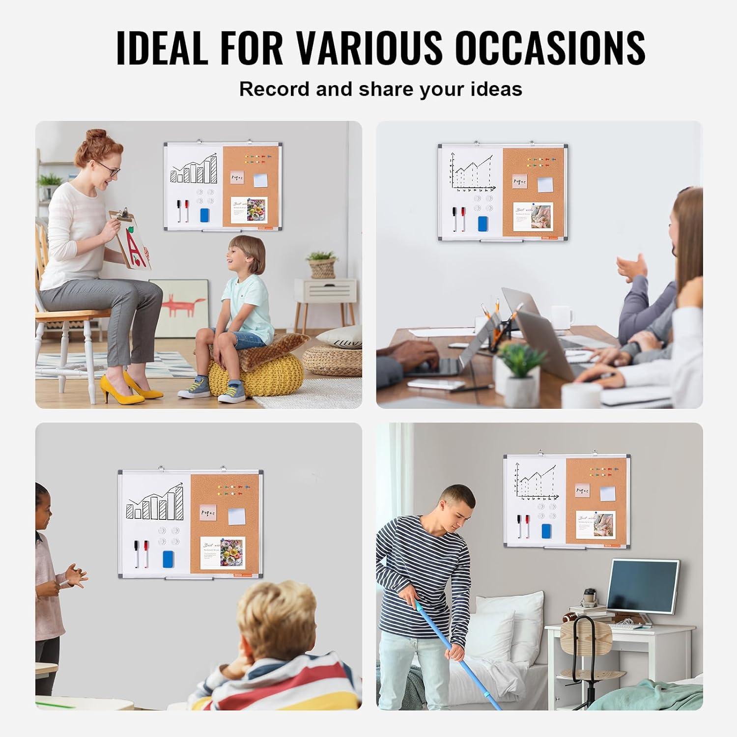 VEVOR Whiteboard & Cork Board Combo with Aluminum | Wayfair
