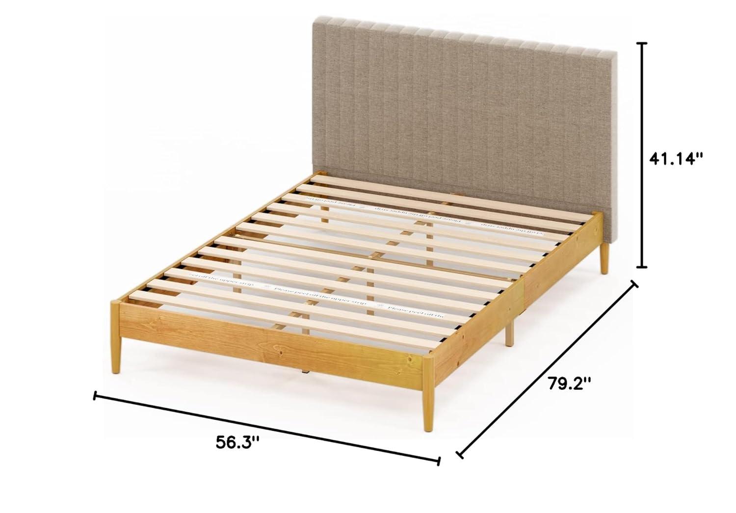 Zinus Amelia 41" Wood Platform Bed Frame with Upholstered Headboard, Full