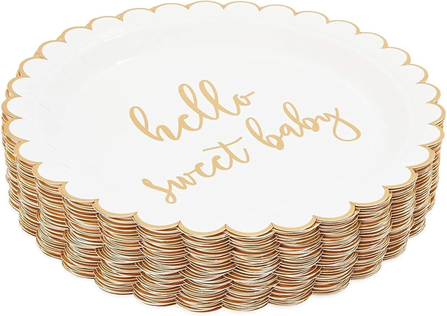 Sparkle and Bash 48-Pack Hello Sweet Baby Disposable Paper Plates 9" Baby Shower Party Supplies