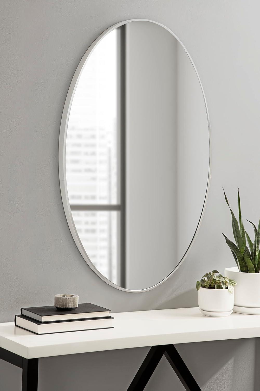 Zayda 24x36 Silver Aluminum Oval Bathroom Mirror