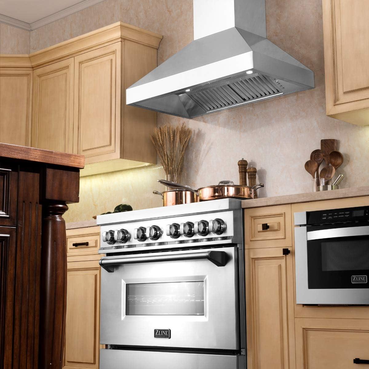 54" ZLINE 500 CFM Convertible Wall Mount Range Hood in Brushed 430 Stainless Steel