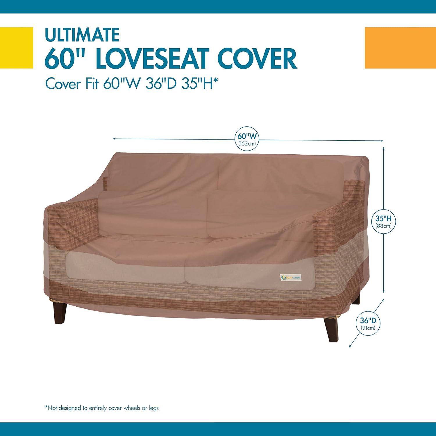 Mocha Cappuccino Waterproof Patio Loveseat Cover, 62" x 38" x 35"