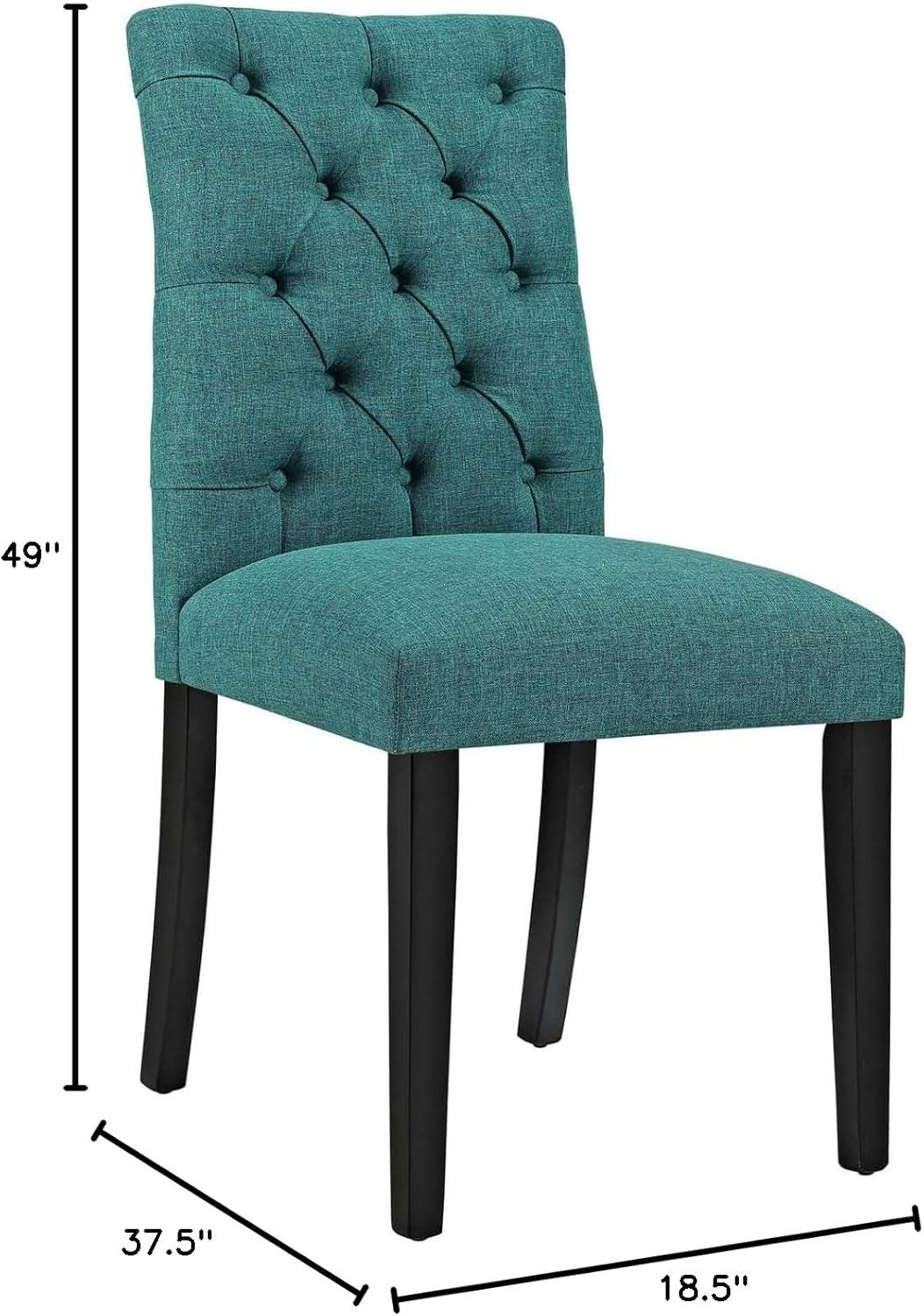 Modway Duchess Button Tufted Fabric Dining Chair in Teal