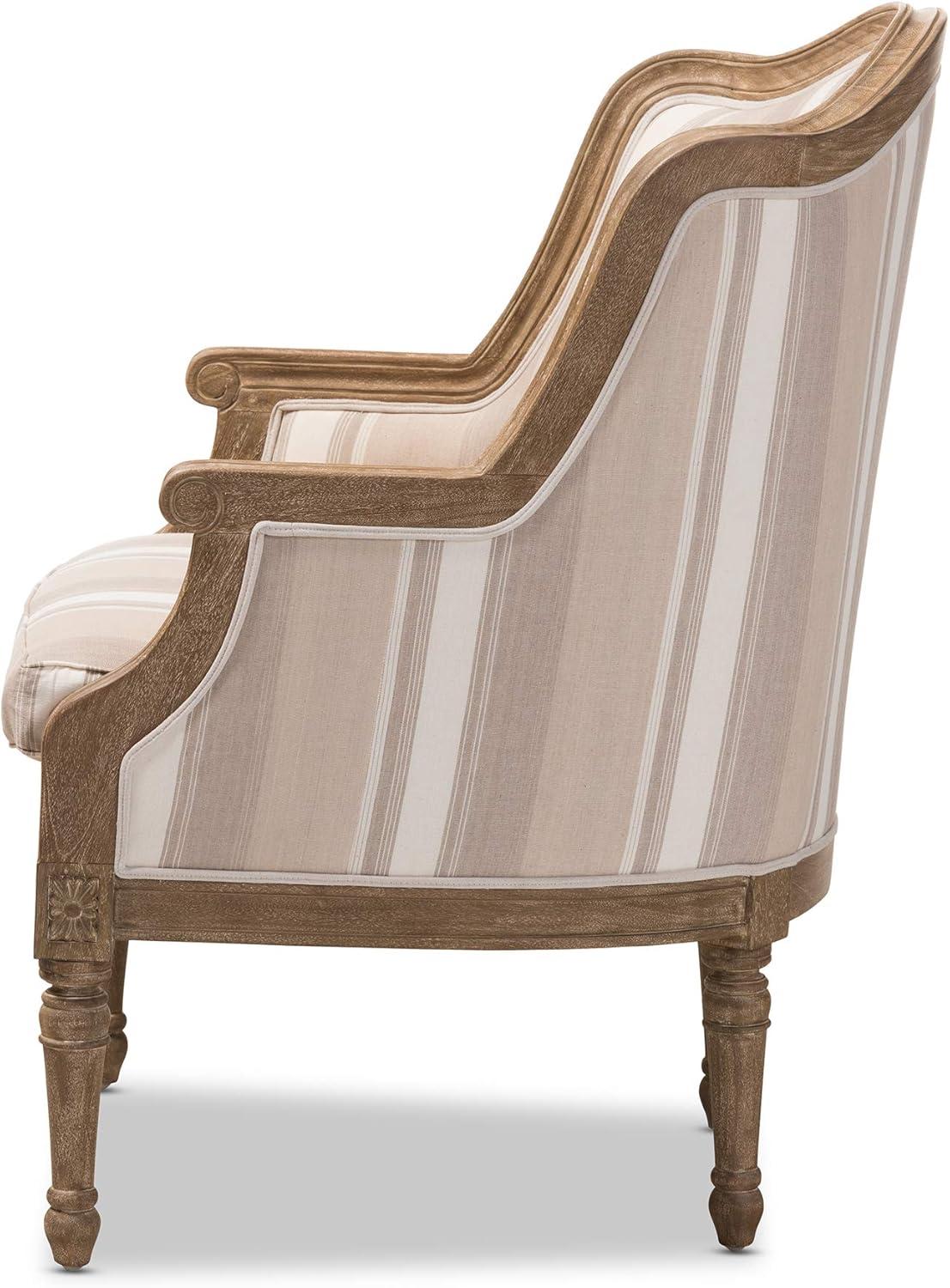 Baxton Studio Charlemagne Accent Chair in Brown and Beige