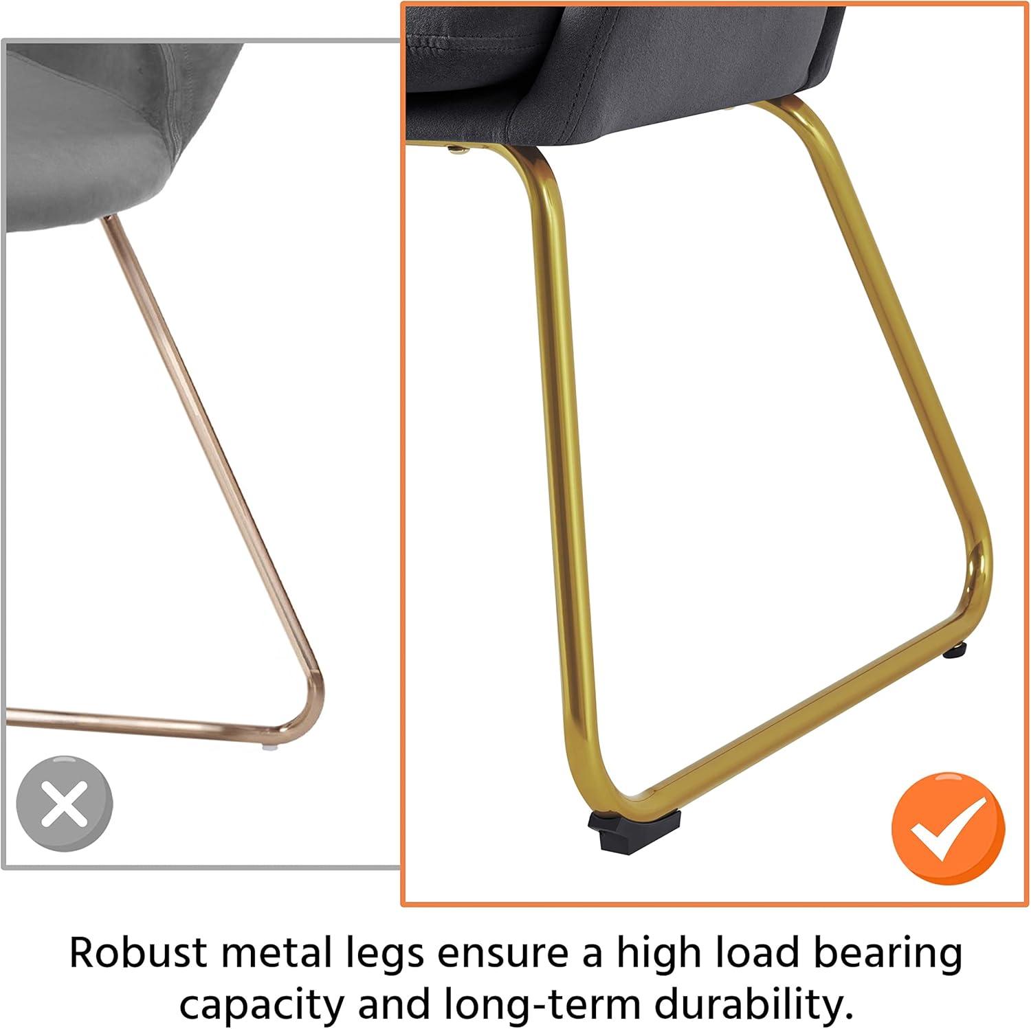 Dark Grey Velvet Accent Chair with Gold Metal Legs