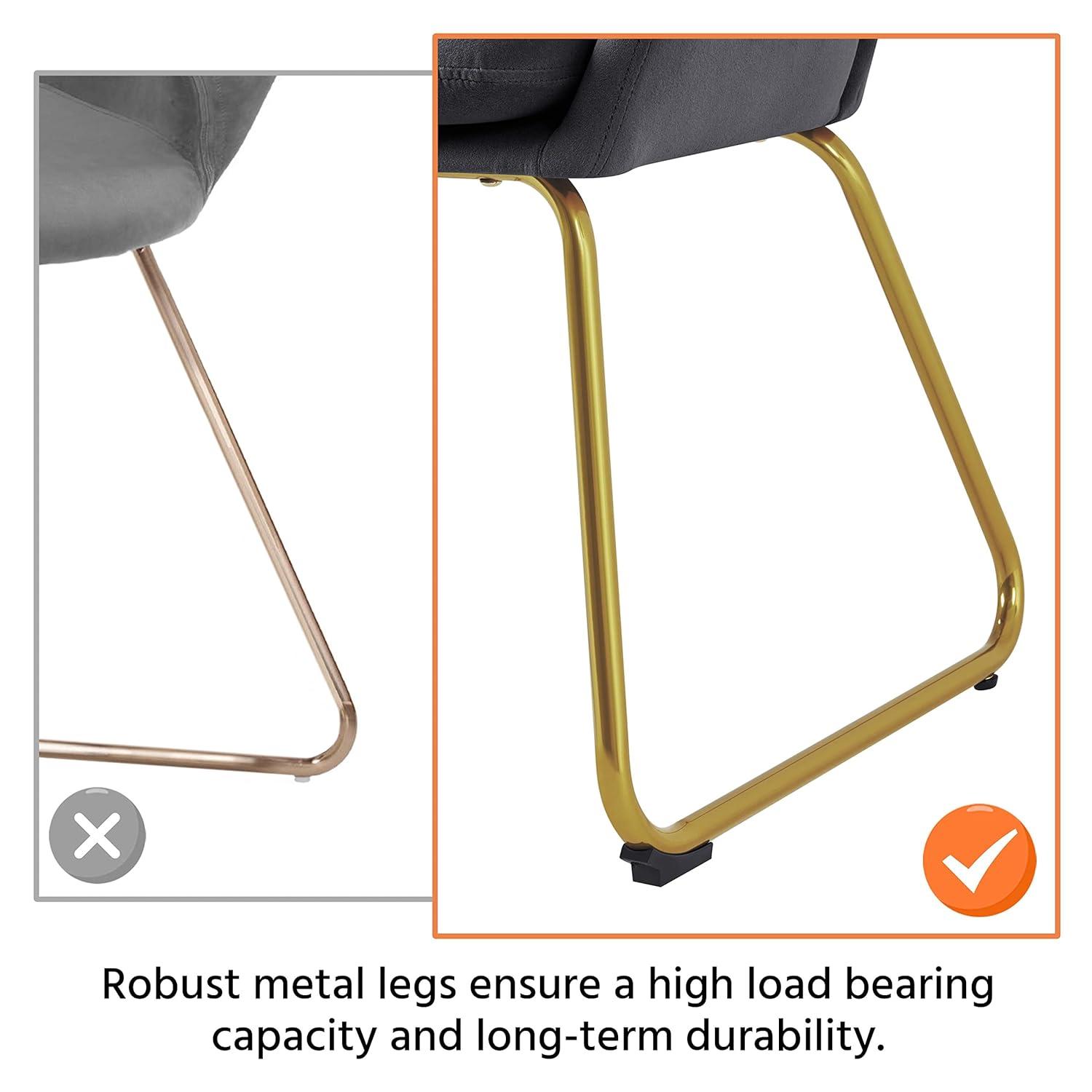 Dark Grey Velvet Accent Chair with Gold Metal Legs