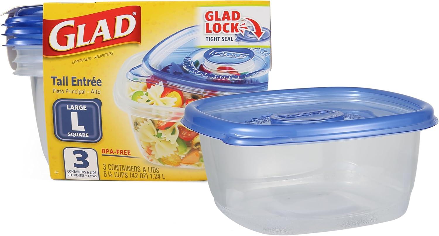 Clear BPA-Free Plastic Tall Square Lunch Containers Set