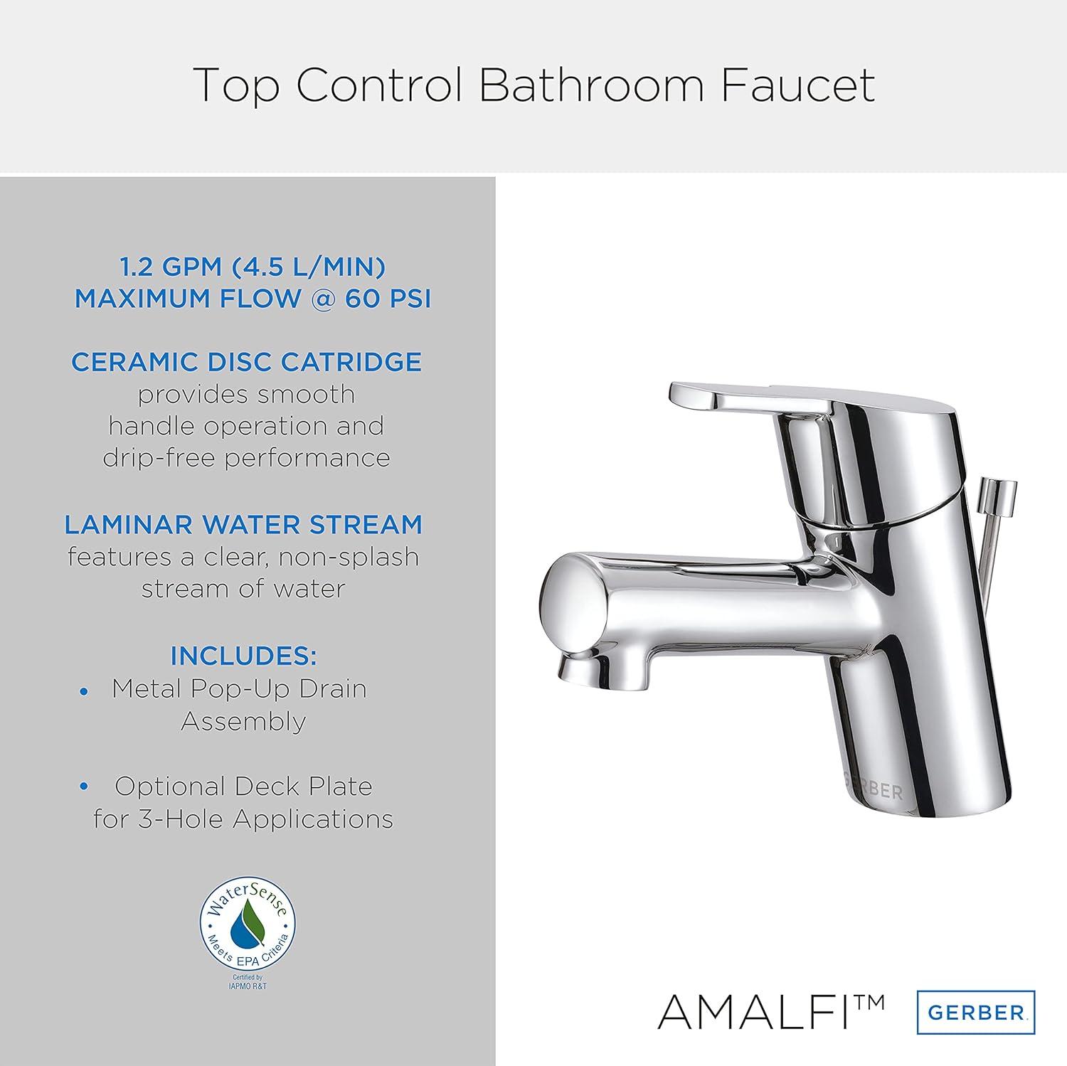 Amalfi Single Hole Bathroom Faucet with Drain Assembly