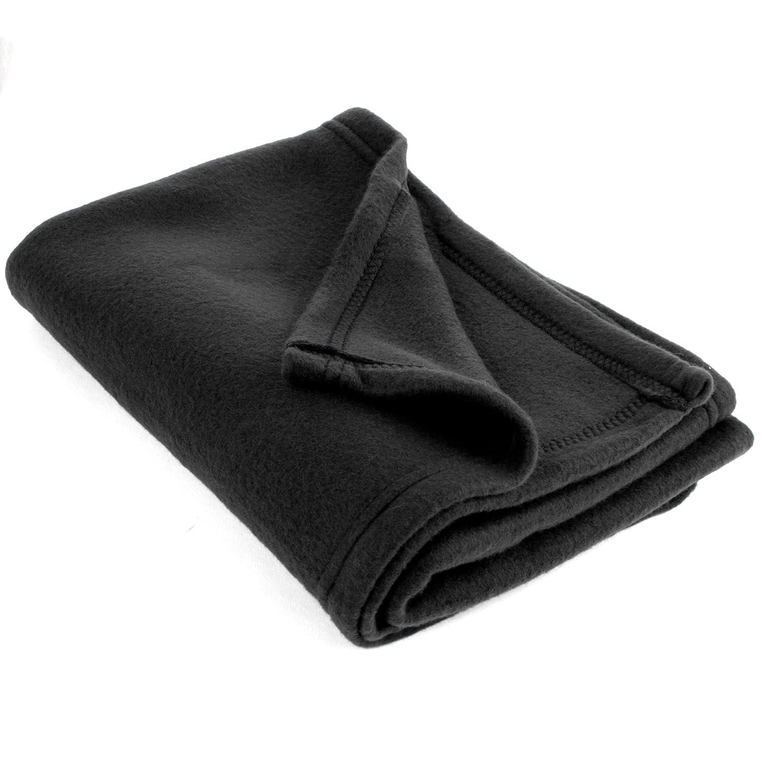 Single Solid Color Hypoallergenic 60”L x 50”W Fleece Throw Blanket for Fall, Winter, Spring, Summer, Men, Women, Children & Pets in Black