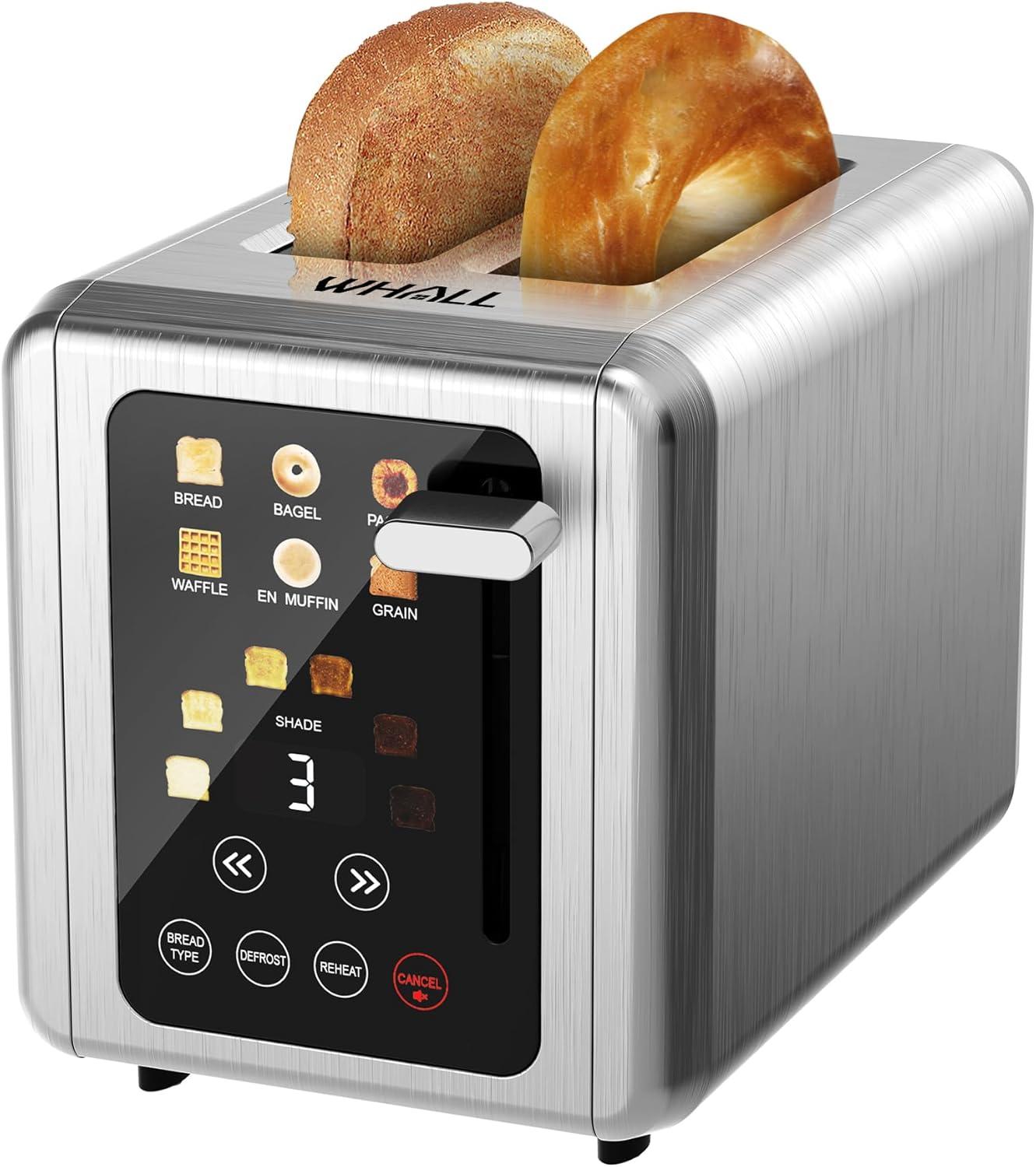 Stainless Steel Digital Touch Screen Toaster with Wide Slots