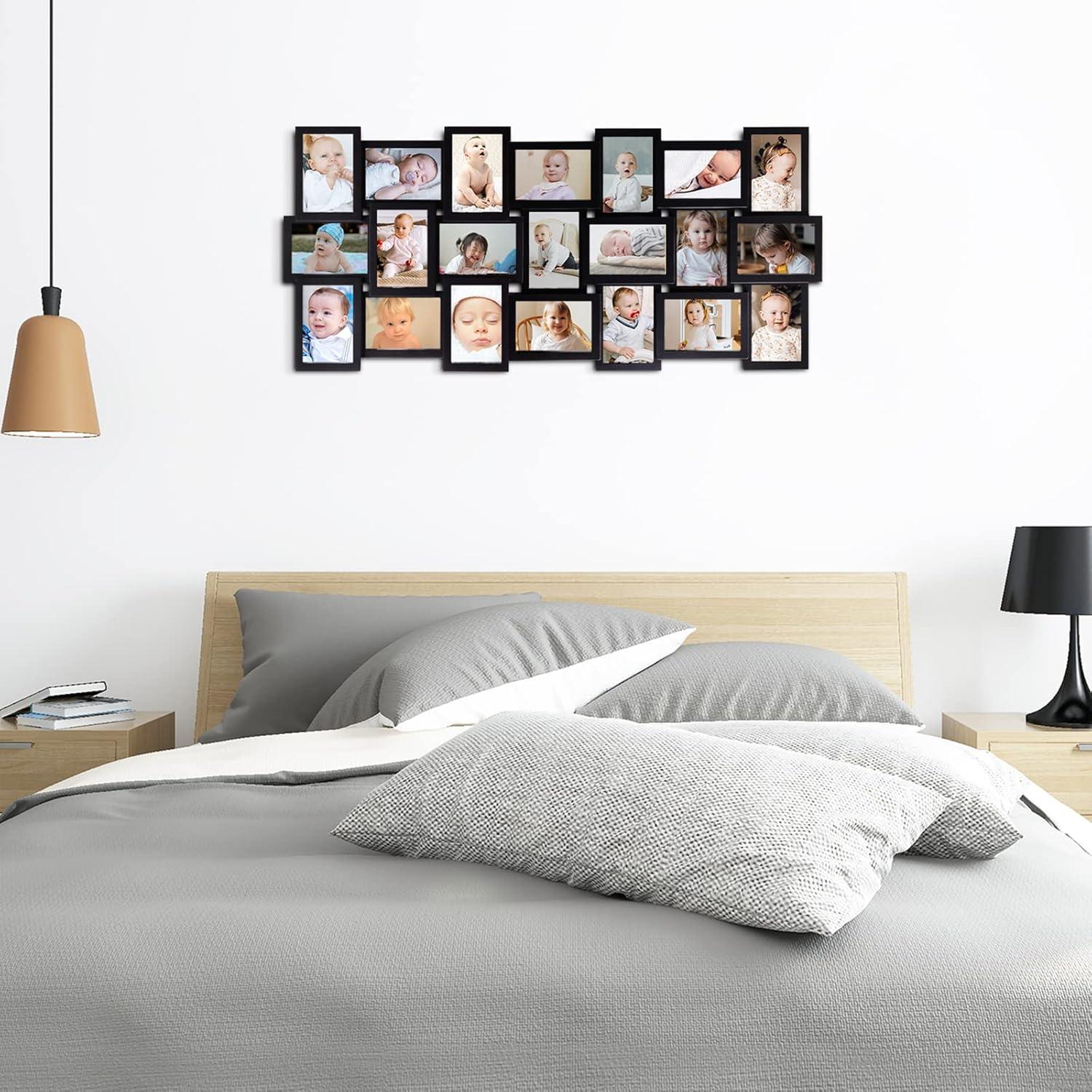 21 Openings Multiple Photo Frame Family Collage Picture Frames 6x4 Black For Wall