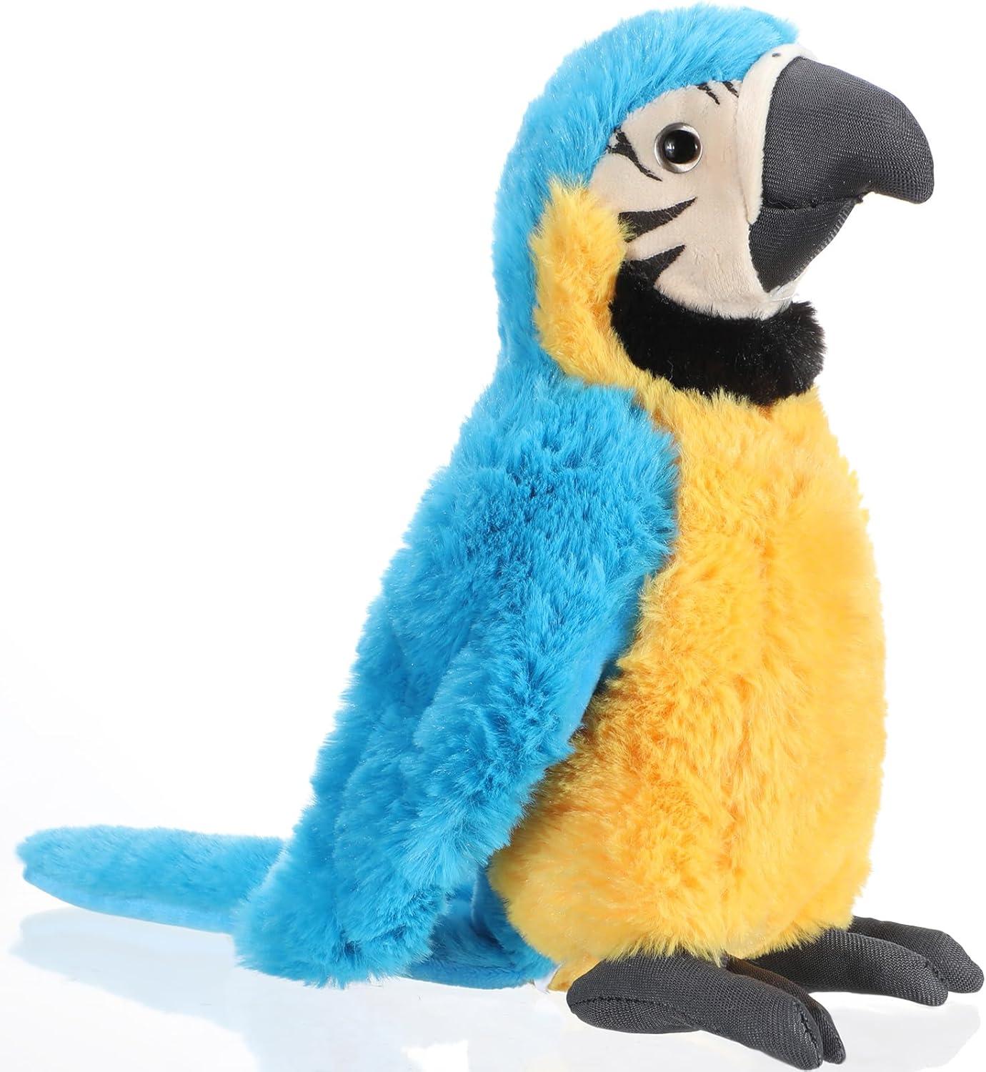 Coollooc The Petting Zoo Macaw Stuffed Animal, Gifts for Kids, Wild Zoo Animals, Blue Macaw Parrot Plush Toy 9.8 inches