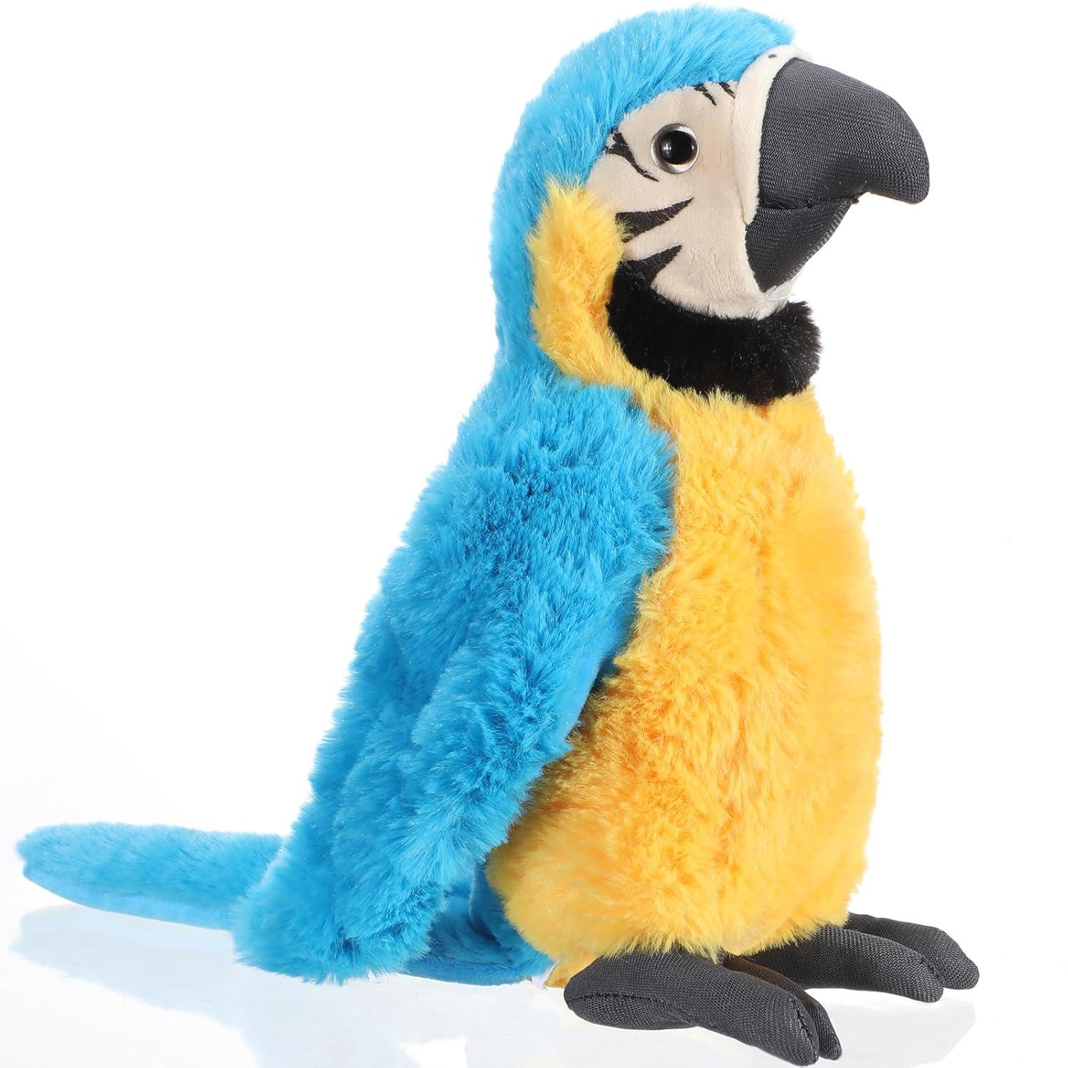 Coollooc The Petting Zoo Macaw Stuffed Animal, Gifts for Kids, Wild Zoo Animals, Blue Macaw Parrot Plush Toy 9.8 inches
