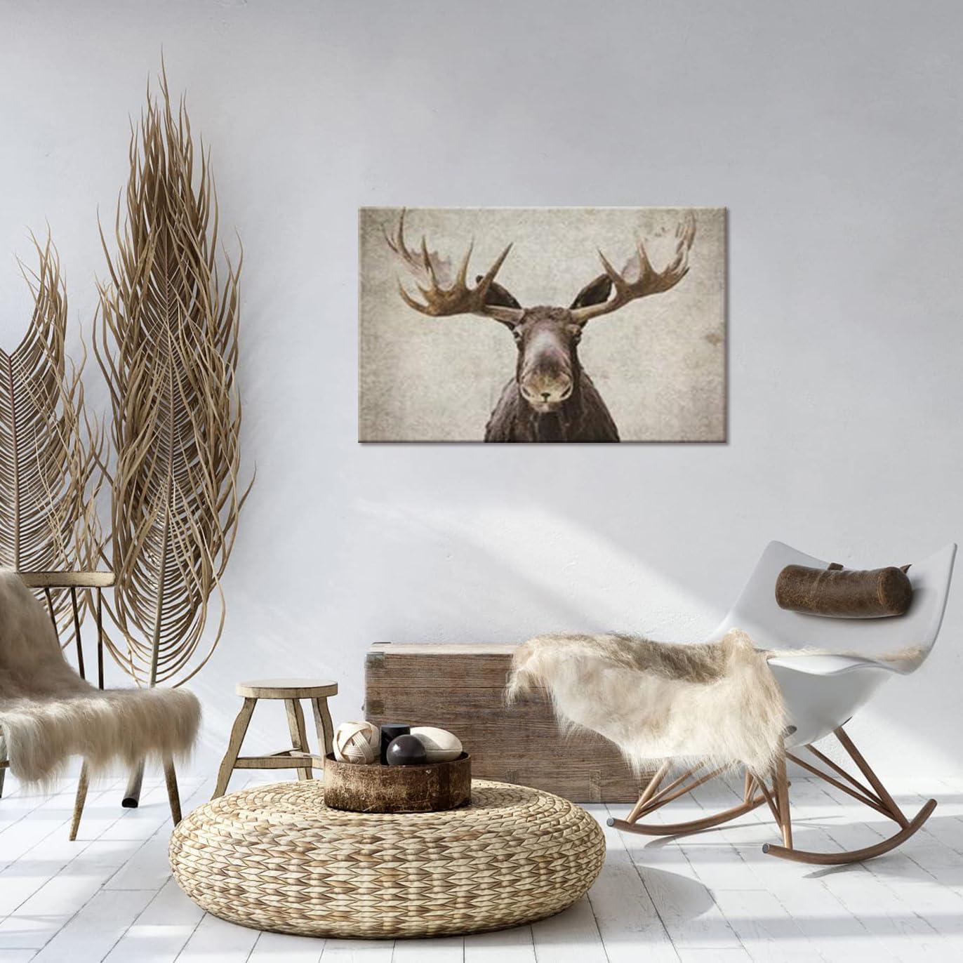 Elmer The Moose Rustic Canvas Art for Kids Room Decor