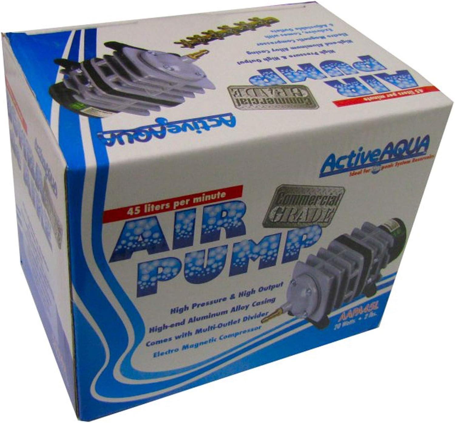 Hydrofarm Active Aqua AAPA45L 20W 700 GPH Hydroponic Aquarium 6 Outlet Air Pump