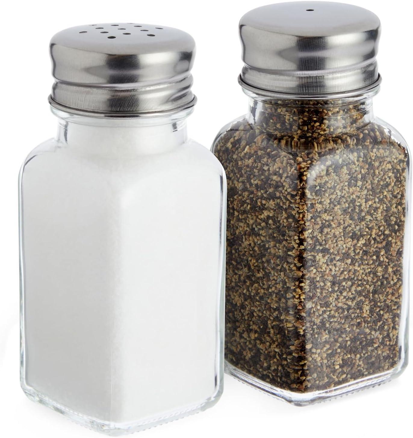 Juvale 24-Pack Square Glass Salt and Pepper Shakers Dispenser, 2-Ounce, Clear
