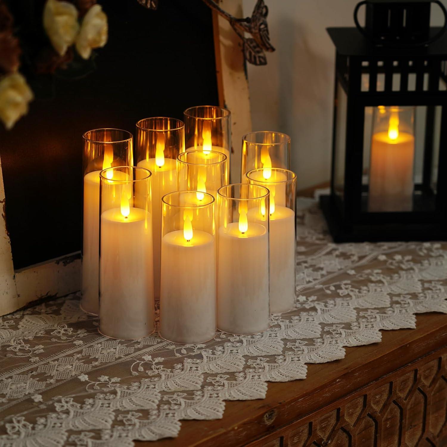 Pure White Flickering Flameless Candles - Realistic LED Pillar Candles with Remote Control Perfect for Home Decor, Parties, and Weddings Battery Operated