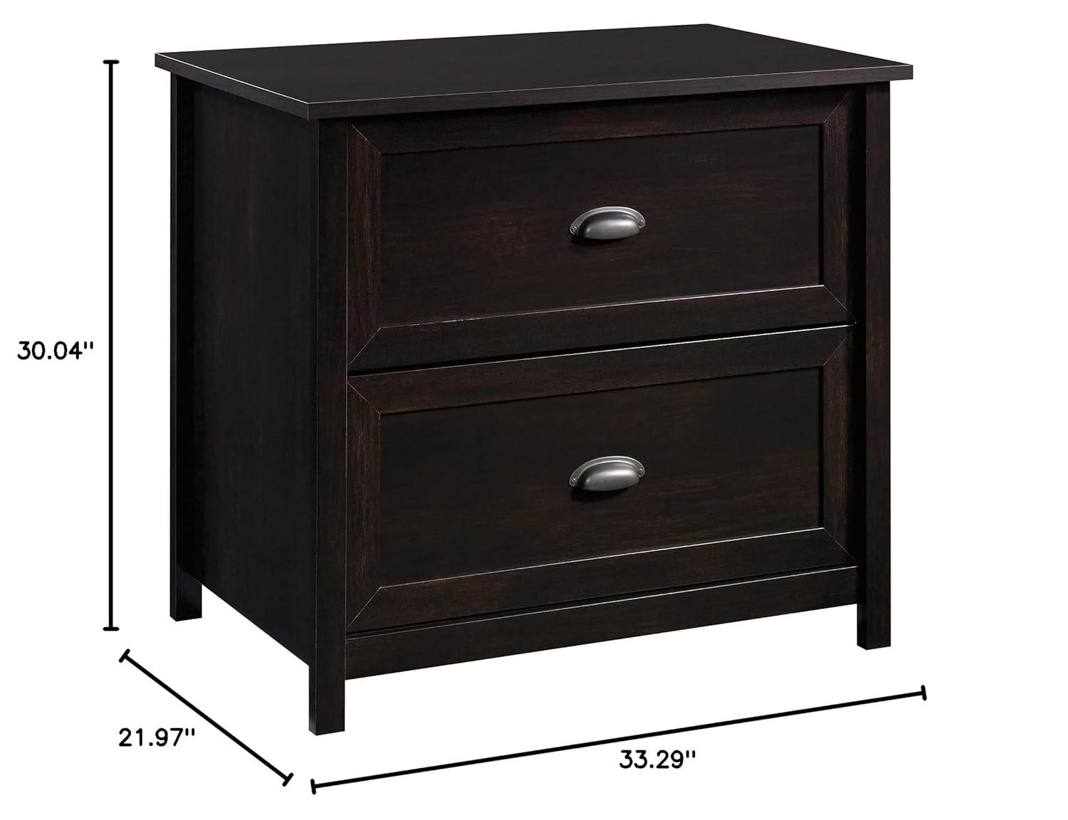 2 Drawer County Line Lateral File Cabinet Estate Black - Sauder: Modern Style, MDF, Paper Laminate Surface