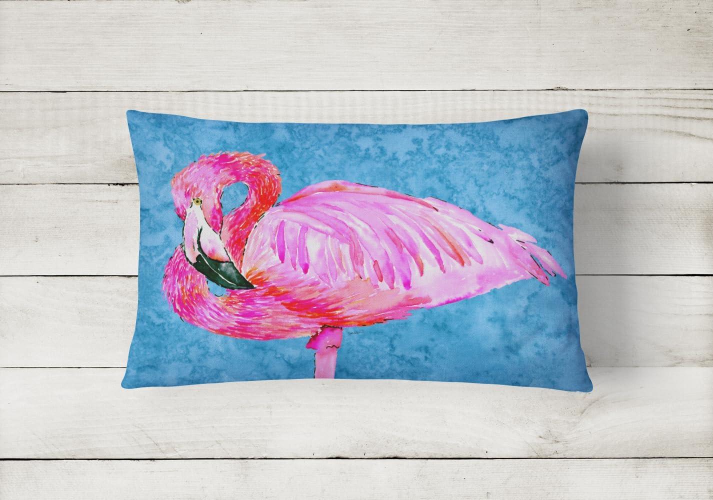 Carolines Treasures 8686PW1216 Flamingo Canvas Fabric Decorative Pillow, 12H x16W, multicolor