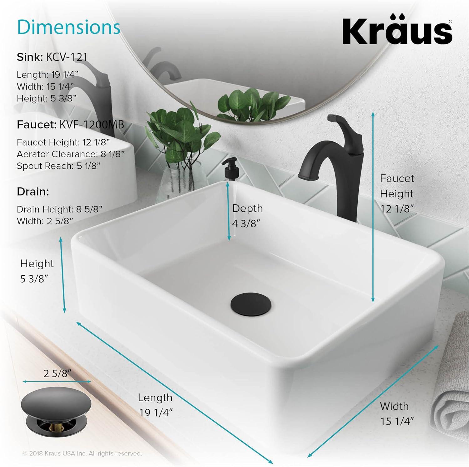 Ceramic Rectangular Vessel Bathroom Sink with Faucet