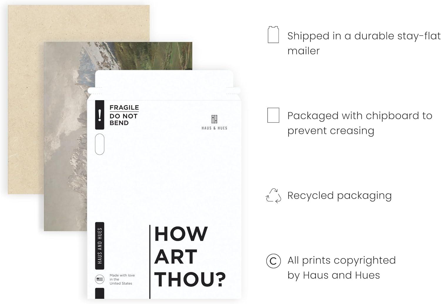 HAUS AND HUES Vintage Prints Wall Art - Oil Paintings for Wall Decor Captivating Landscape, and Mountain Scenes to Bring the Outdoors Indoors (Beige Frame, 11x14)