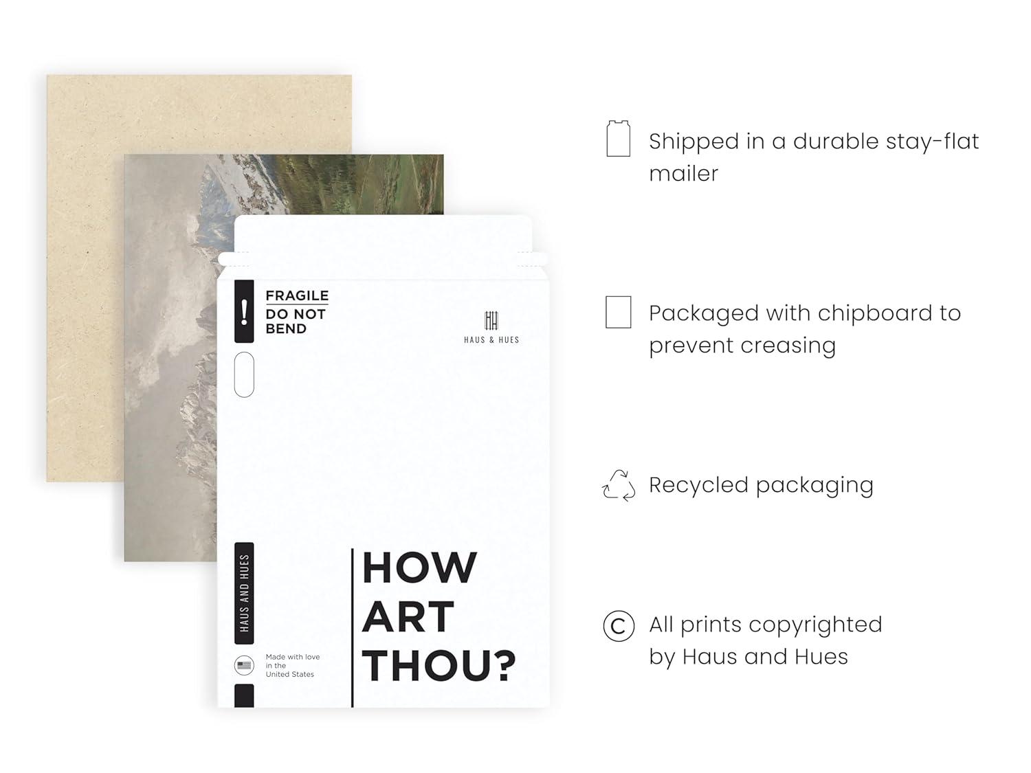 HAUS AND HUES Vintage Prints Wall Art - Oil Paintings for Wall Decor Captivating Landscape, and Mountain Scenes to Bring the Outdoors Indoors (Beige Frame, 11x14)