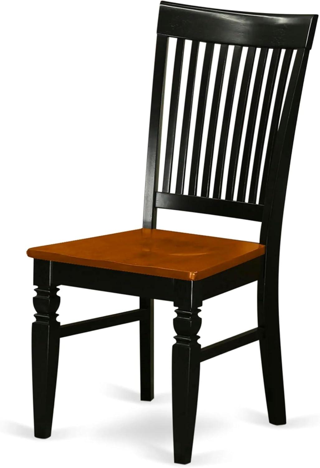 East West Furniture Weston 10" Wood Dining Chairs in Black/Cherry (Set of 2)