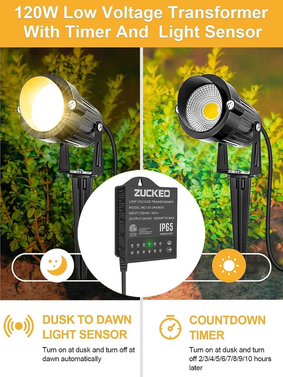 ZUCKEO Low Voltage Landscape Lights LED Landscape Lighting, 5W 12V Garden Pathway Lights Waterproof Warm White Walls Trees Flags Outdoor Landscape Spotlights with Stakes (8 Pack)
