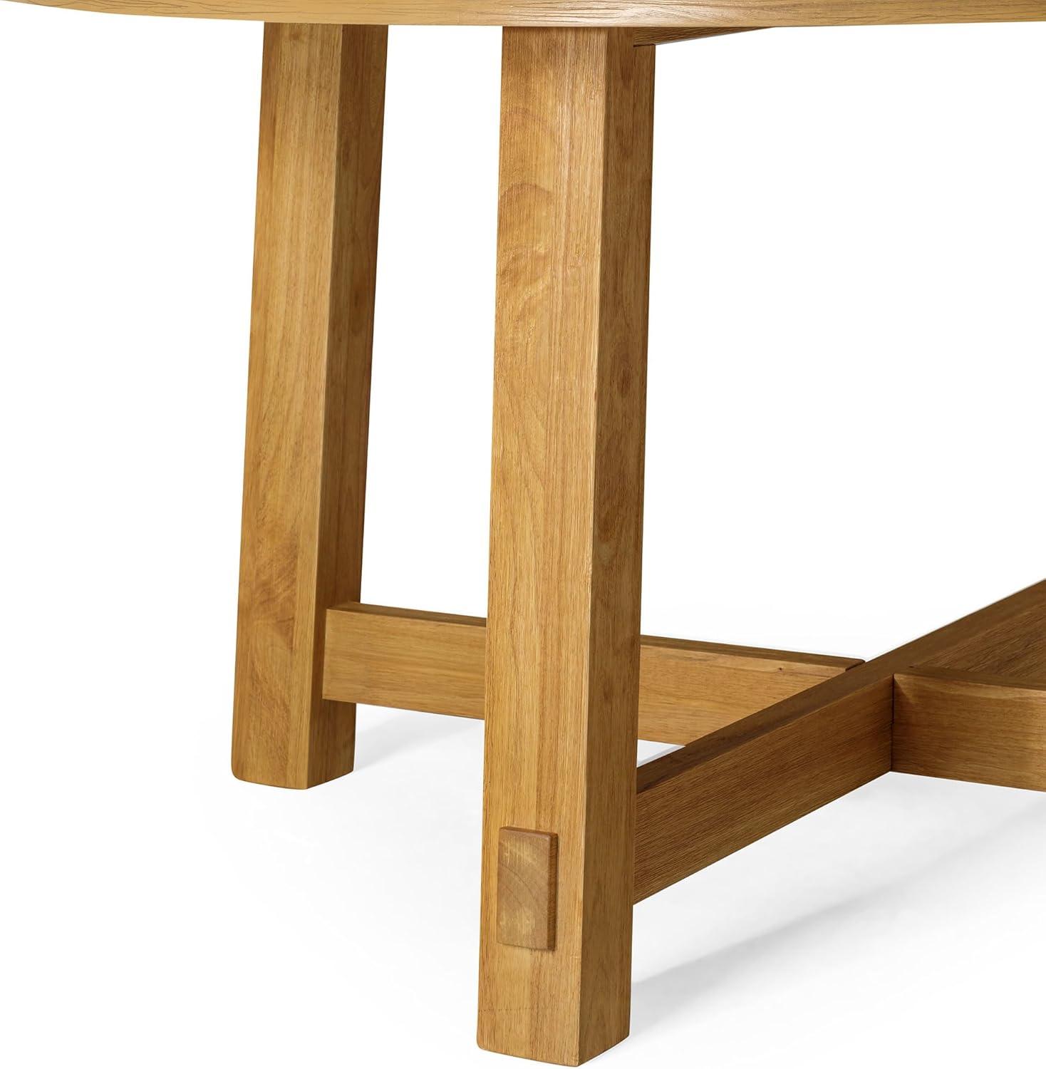 Maven Lane Sasha Round Wooden Dining Table in Weathered Natural Finish