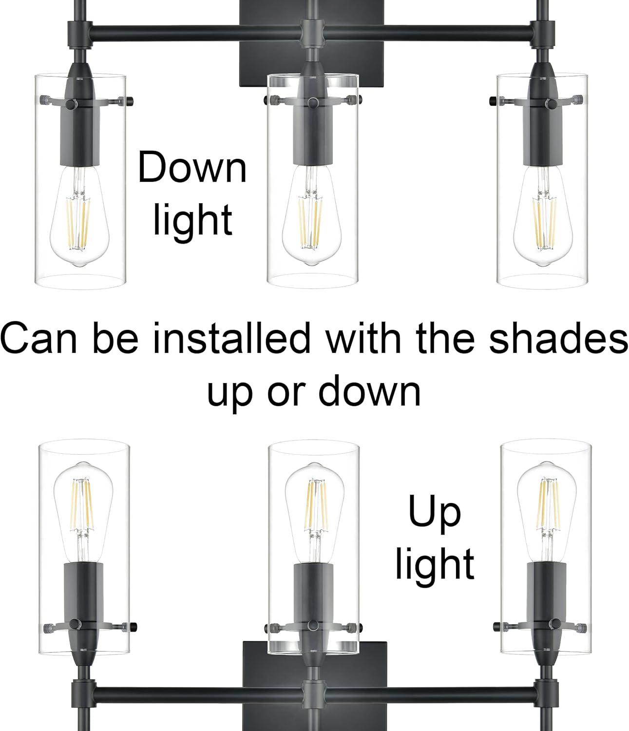 Linea di Liara Effimero Modern Farmhouse Bathroom Vanity Lights Fixtures 3 Lights Over Mirror Matte Black Vanity Lights for Bathroom Light Fixtures Industrial Lighting Frosted Glass Covers, UL Listed