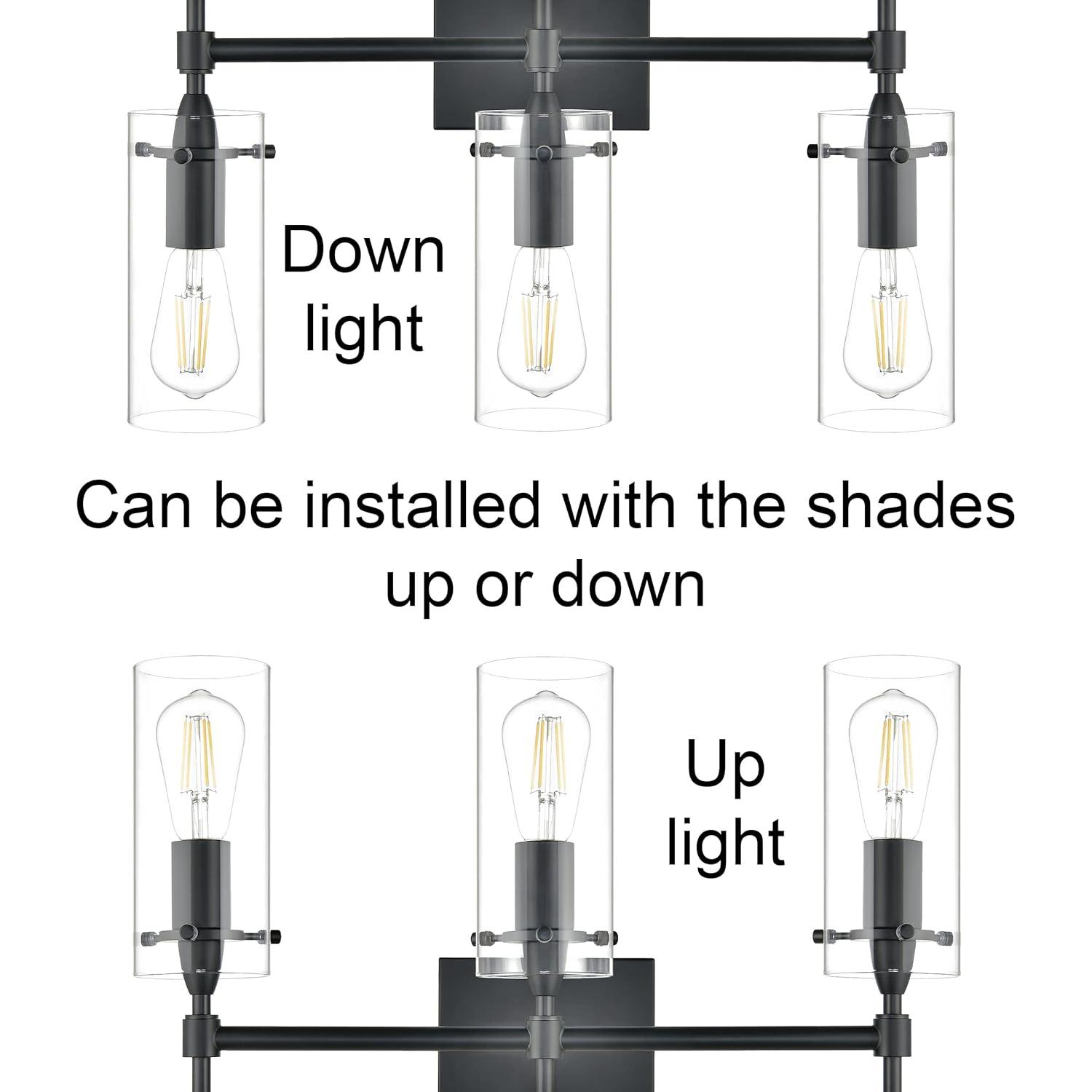 Linea di Liara Effimero Modern Farmhouse Bathroom Vanity Lights Fixtures 3 Lights Over Mirror Matte Black Vanity Lights for Bathroom Light Fixtures Industrial Lighting Frosted Glass Covers, UL Listed